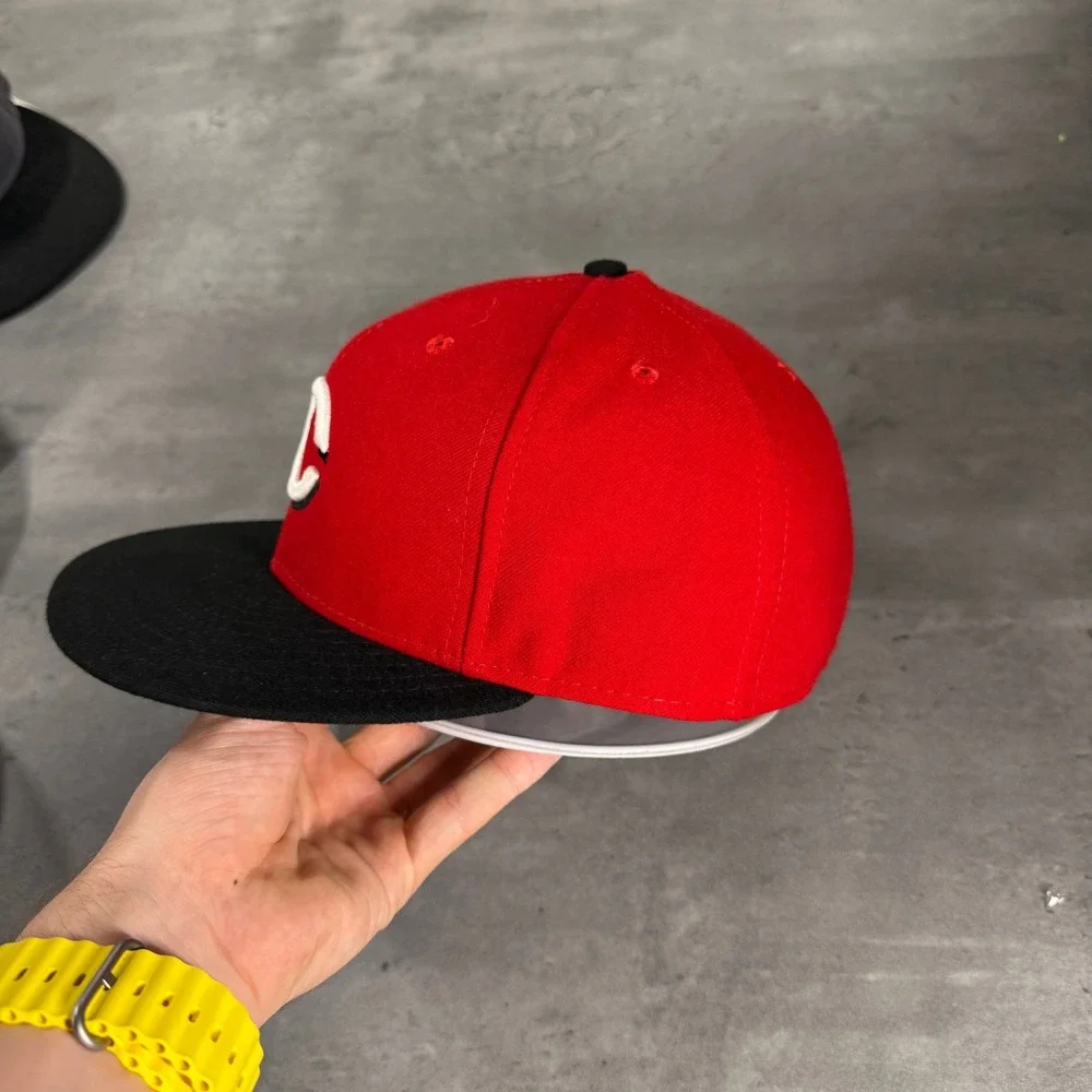 New Era 59FIFTY Cincinnati Reds Hat 7 5/8 Red Black MLB Fitted‎ Cap USA Made